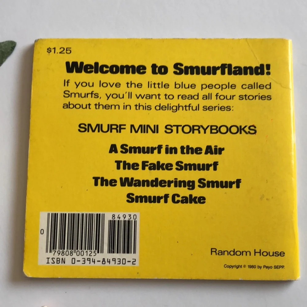 Smurf books 80s Vintage The Wandering Smurf Smurf Cake Book 1980s Vintage SMURFS